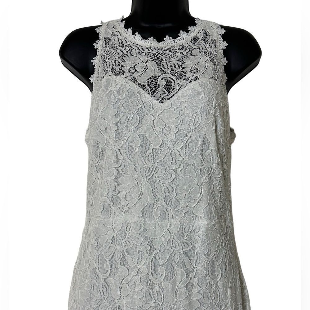 White lace asymmetrical wedding dress slit in front women’s size 5